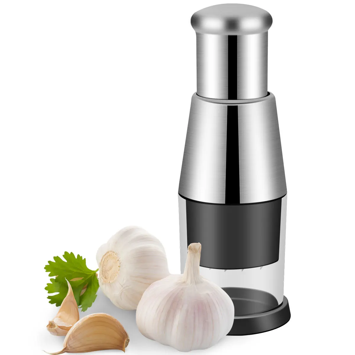 Premium Stainless Steel Garlic Press & Vegetable Chopper – Versatile Manual Kitchen Tool