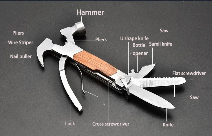 14-in-1 Stainless Steel Multitool Hammer: Ultimate Camping & Survival Gear Kit